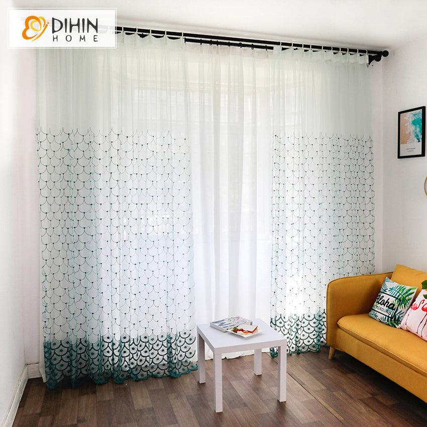 DIHIN HOME European Luxury Abstract Geometric Embroidered Sheer Curtain,Grommet Window Curtain for Living Room ,52x63-inch,1 Panel Roman Shades Curtains Window Blinds custom curtains blackout curtains curtains for living room sheer curtains curtain fabric linen curtains kitchen curtains velvet curtains pinch pleat curtains bay window curtains outdoor curtains pleated curtains floral curtains dining room curtains kitchen valances drapes for bedroom patio curtains nursery curtains grommet curtains