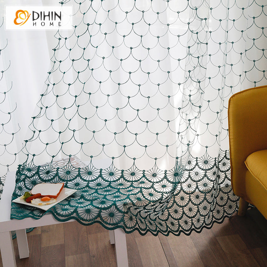 DIHIN HOME European Luxury Abstract Geometric Embroidered Sheer Curtain,Grommet Window Curtain for Living Room ,52x63-inch,1 Panel Roman Shades Curtains Window Blinds custom curtains blackout curtains curtains for living room sheer curtains curtain fabric linen curtains kitchen curtains velvet curtains pinch pleat curtains bay window curtains outdoor curtains pleated curtains floral curtains dining room curtains kitchen valances drapes for bedroom patio curtains nursery curtains grommet curtains