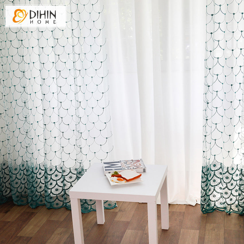 DIHIN HOME European Luxury Abstract Geometric Embroidered Sheer Curtain,Grommet Window Curtain for Living Room ,52x63-inch,1 Panel Roman Shades Curtains Window Blinds custom curtains blackout curtains curtains for living room sheer curtains curtain fabric linen curtains kitchen curtains velvet curtains pinch pleat curtains bay window curtains outdoor curtains pleated curtains floral curtains dining room curtains kitchen valances drapes for bedroom patio curtains nursery curtains grommet curtains
