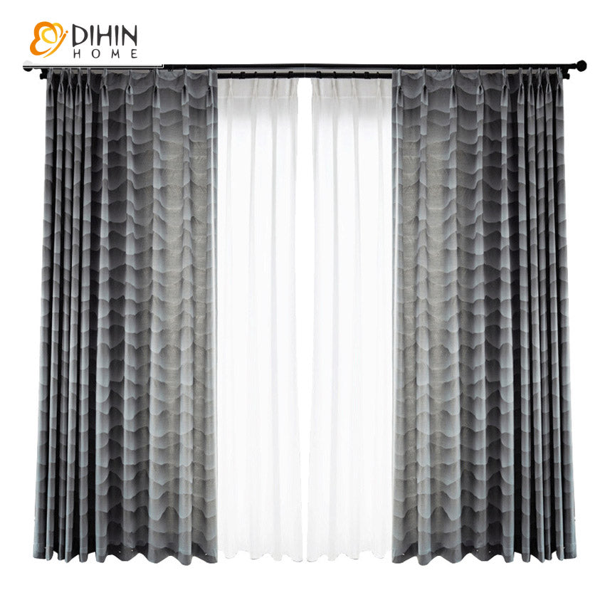 DIHIN HOME European Luxury Abstract Waves Jacquard Curtains,Grommet Window Curtain for Living Room,52x63-inch,1 Panel Roman Shades Curtains Window Blinds custom curtains blackout curtains curtains for living room sheer curtains curtain fabric linen curtains kitchen curtains velvet curtains pinch pleat curtains bay window curtains outdoor curtains pleated curtains floral curtains dining room curtains kitchen valances drapes for bedroom patio curtains nursery curtains grommet curtains