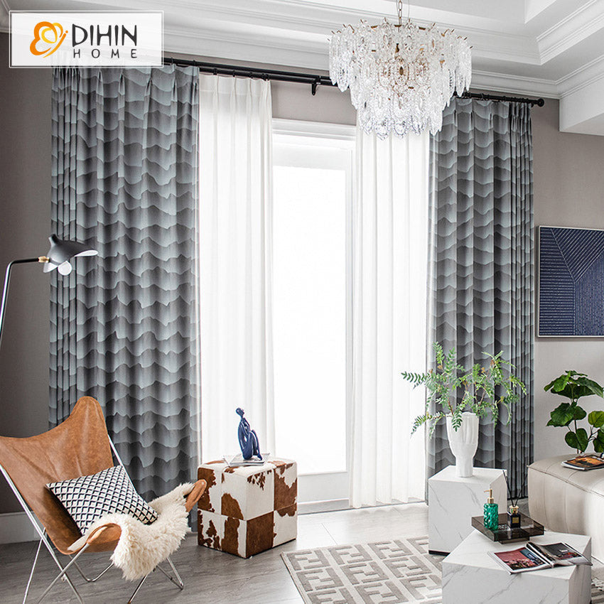 DIHIN HOME European Luxury Abstract Waves Jacquard Curtains,Grommet Window Curtain for Living Room,52x63-inch,1 Panel Roman Shades Curtains Window Blinds custom curtains blackout curtains curtains for living room sheer curtains curtain fabric linen curtains kitchen curtains velvet curtains pinch pleat curtains bay window curtains outdoor curtains pleated curtains floral curtains dining room curtains kitchen valances drapes for bedroom patio curtains nursery curtains grommet curtains