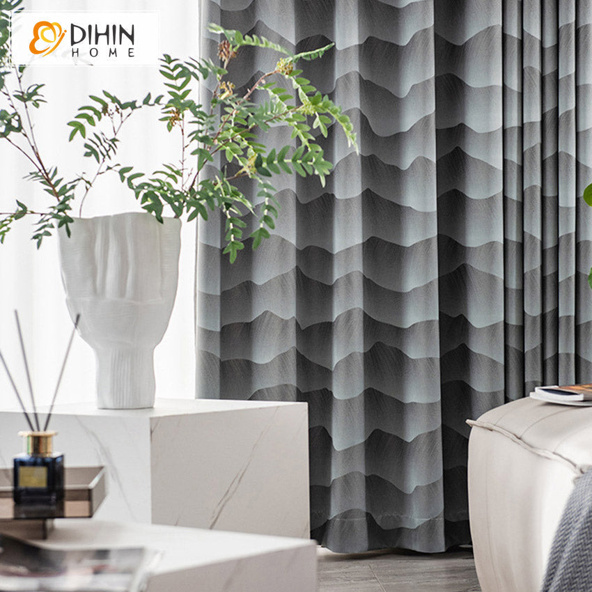 DIHIN HOME European Luxury Abstract Waves Jacquard Curtains,Grommet Window Curtain for Living Room,52x63-inch,1 Panel Roman Shades Curtains Window Blinds custom curtains blackout curtains curtains for living room sheer curtains curtain fabric linen curtains kitchen curtains velvet curtains pinch pleat curtains bay window curtains outdoor curtains pleated curtains floral curtains dining room curtains kitchen valances drapes for bedroom patio curtains nursery curtains grommet curtains