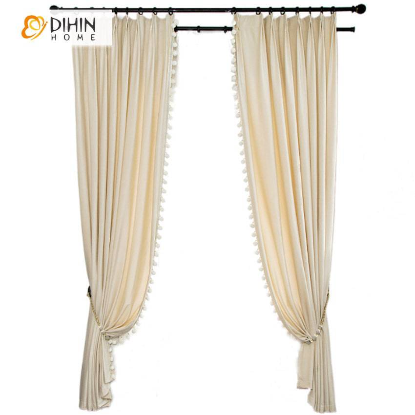 DIHIN HOME European Luxury Beige Color Velvet Fabric With Trims,Blackout Grommet Window Curtain for Living Room,1 Panel Roman Shades Curtains Window Blinds custom curtains blackout curtains curtains for living room sheer curtains curtain fabric linen curtains kitchen curtains velvet curtains pinch pleat curtains bay window curtains outdoor curtains pleated curtains floral curtains dining room curtains kitchen valances drapes for bedroom patio curtains nursery curtains grommet curtains