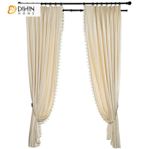 DIHIN HOME European Luxury Beige Color Velvet Fabric With Trims,Blackout Grommet Window Curtain for Living Room,1 Panel Roman Shades Curtains Window Blinds custom curtains blackout curtains curtains for living room sheer curtains curtain fabric linen curtains kitchen curtains velvet curtains pinch pleat curtains bay window curtains outdoor curtains pleated curtains floral curtains dining room curtains kitchen valances drapes for bedroom patio curtains nursery curtains grommet curtains
