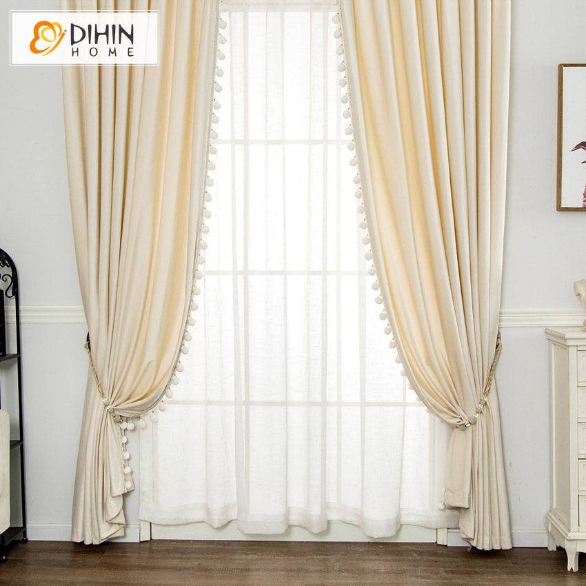 DIHIN HOME European Luxury Beige Color Velvet Fabric With Trims,Blackout Grommet Window Curtain for Living Room,1 Panel Roman Shades Curtains Window Blinds custom curtains blackout curtains curtains for living room sheer curtains curtain fabric linen curtains kitchen curtains velvet curtains pinch pleat curtains bay window curtains outdoor curtains pleated curtains floral curtains dining room curtains kitchen valances drapes for bedroom patio curtains nursery curtains grommet curtains