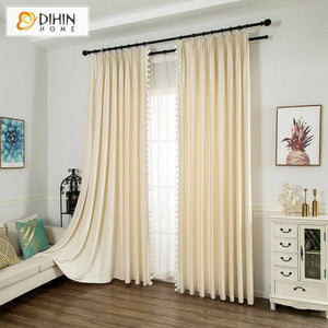 DIHIN HOME European Luxury Beige Color Velvet Fabric With Trims,Blackout Grommet Window Curtain for Living Room,1 Panel Roman Shades Curtains Window Blinds custom curtains blackout curtains curtains for living room sheer curtains curtain fabric linen curtains kitchen curtains velvet curtains pinch pleat curtains bay window curtains outdoor curtains pleated curtains floral curtains dining room curtains kitchen valances drapes for bedroom patio curtains nursery curtains grommet curtains