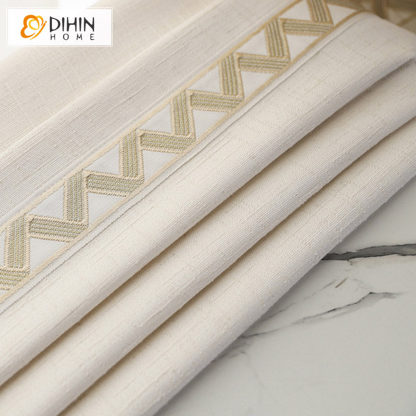 DIHIN HOME European Luxury Beige Embroidered Curtains With Lace,Grommet Window Curtain for Living Room,52x63-inch,1 Panel Roman Shades Curtains Window Blinds custom curtains blackout curtains curtains for living room sheer curtains curtain fabric linen curtains kitchen curtains velvet curtains pinch pleat curtains bay window curtains outdoor curtains pleated curtains floral curtains dining room curtains kitchen valances drapes for bedroom patio curtains nursery curtains grommet curtains