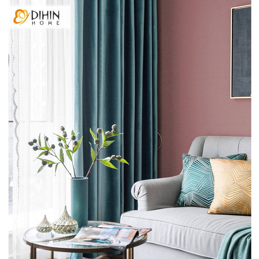 DIHIN HOME European Luxury Blue Color Velvet Fabric,Blackout Curtains Grommet Window Curtain for Living Room,52x63-inch,1 Panel Roman Shades Curtains Window Blinds custom curtains blackout curtains curtains for living room sheer curtains curtain fabric linen curtains kitchen curtains velvet curtains pinch pleat curtains bay window curtains outdoor curtains pleated curtains floral curtains dining room curtains kitchen valances drapes for bedroom patio curtains nursery curtains grommet curtains