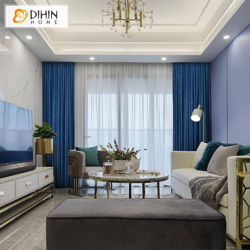 DIHIN HOME European Luxury Blue Jacquard ,Blackout Grommet Window Curtain for Living Room ,52x63-inch,1 Panel Roman Shades Curtains Window Blinds custom curtains blackout curtains curtains for living room sheer curtains curtain fabric linen curtains kitchen curtains velvet curtains pinch pleat curtains bay window curtains outdoor curtains pleated curtains floral curtains dining room curtains kitchen valances drapes for bedroom patio curtains nursery curtains grommet curtains