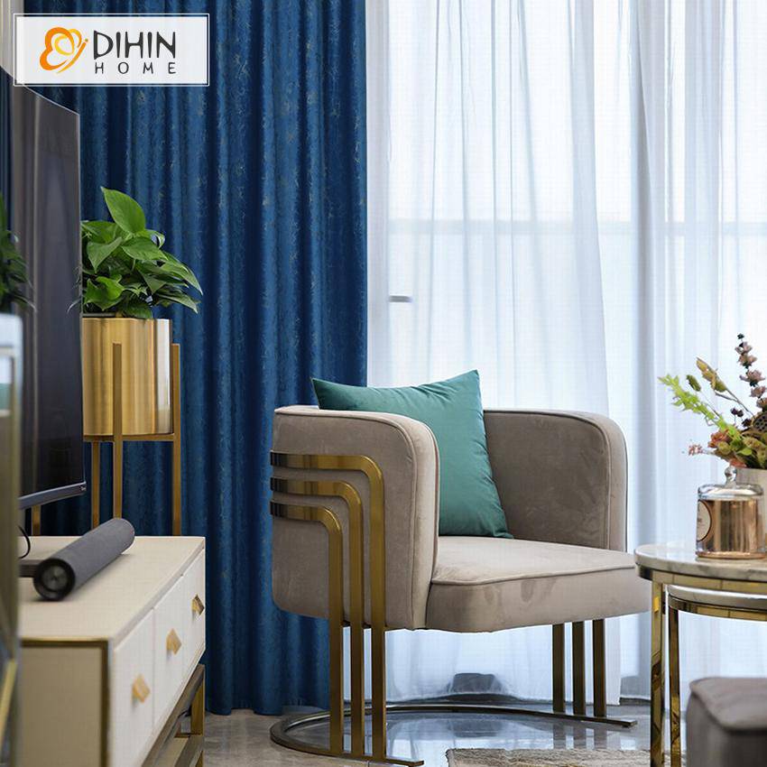 DIHIN HOME European Luxury Blue Jacquard ,Blackout Grommet Window Curtain for Living Room ,52x63-inch,1 Panel Roman Shades Curtains Window Blinds custom curtains blackout curtains curtains for living room sheer curtains curtain fabric linen curtains kitchen curtains velvet curtains pinch pleat curtains bay window curtains outdoor curtains pleated curtains floral curtains dining room curtains kitchen valances drapes for bedroom patio curtains nursery curtains grommet curtains