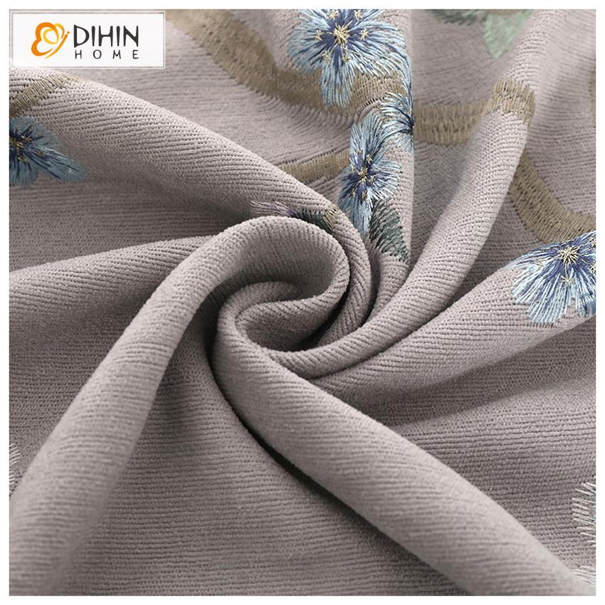 DIHIN HOME European Luxury Cotton Linen Blue Flower Embroidered,Blackout Grommet Window Curtain for Living Room ,52x63-inch,1 Panel Roman Shades Curtains Window Blinds custom curtains blackout curtains curtains for living room sheer curtains curtain fabric linen curtains kitchen curtains velvet curtains pinch pleat curtains bay window curtains outdoor curtains pleated curtains floral curtains dining room curtains kitchen valances drapes for bedroom patio curtains nursery curtains grommet curtains