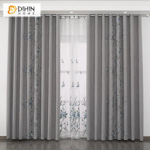 DIHIN HOME European Luxury Cotton Linen Blue Flower Embroidered,Blackout Grommet Window Curtain for Living Room ,52x63-inch,1 Panel Roman Shades Curtains Window Blinds custom curtains blackout curtains curtains for living room sheer curtains curtain fabric linen curtains kitchen curtains velvet curtains pinch pleat curtains bay window curtains outdoor curtains pleated curtains floral curtains dining room curtains kitchen valances drapes for bedroom patio curtains nursery curtains grommet curtains