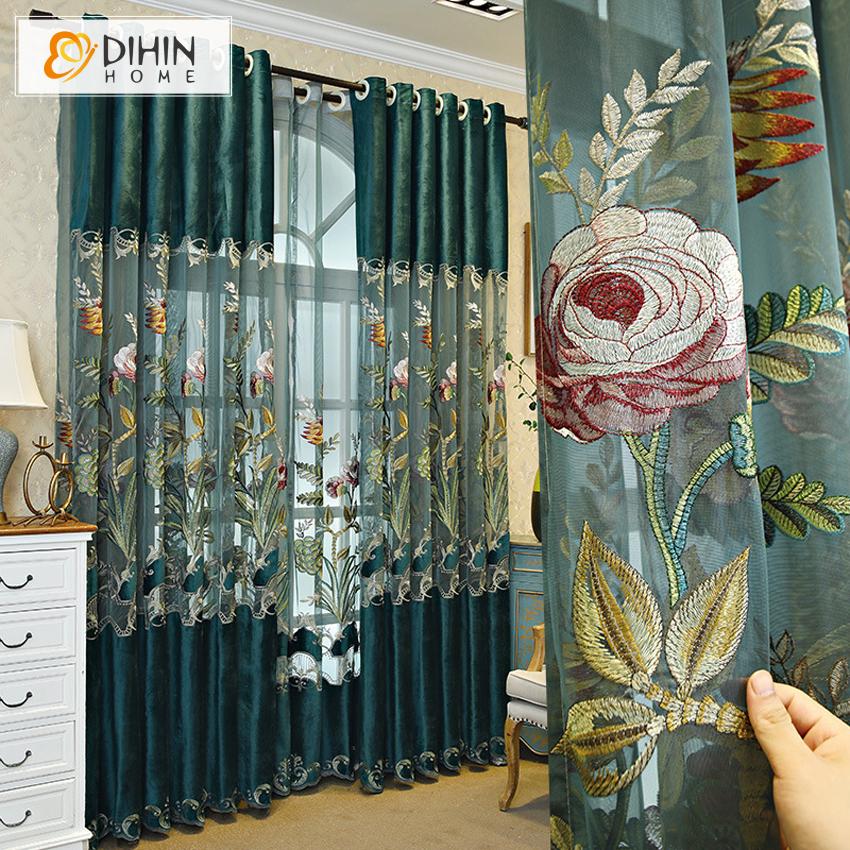 DIHIN HOME European Luxury Customized Embroidered Curtain,Blackout Curtains Grommet Window Curtain for Living Room ,52x84-inch,1 Panel Roman Shades Curtains Window Blinds custom curtains blackout curtains curtains for living room sheer curtains curtain fabric linen curtains kitchen curtains velvet curtains pinch pleat curtains bay window curtains outdoor curtains pleated curtains floral curtains dining room curtains kitchen valances drapes for bedroom patio curtains nursery curtains grommet curtains