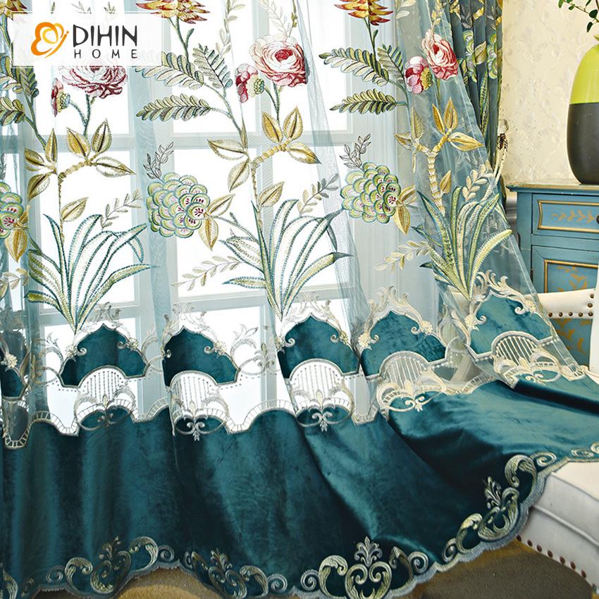 DIHIN HOME European Luxury Customized Embroidered Curtain,Blackout Curtains Grommet Window Curtain for Living Room ,52x84-inch,1 Panel Roman Shades Curtains Window Blinds custom curtains blackout curtains curtains for living room sheer curtains curtain fabric linen curtains kitchen curtains velvet curtains pinch pleat curtains bay window curtains outdoor curtains pleated curtains floral curtains dining room curtains kitchen valances drapes for bedroom patio curtains nursery curtains grommet curtains