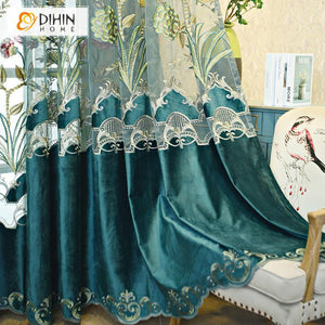 DIHIN HOME European Luxury Customized Embroidered Curtain,Blackout Curtains Grommet Window Curtain for Living Room ,52x84-inch,1 Panel Roman Shades Curtains Window Blinds custom curtains blackout curtains curtains for living room sheer curtains curtain fabric linen curtains kitchen curtains velvet curtains pinch pleat curtains bay window curtains outdoor curtains pleated curtains floral curtains dining room curtains kitchen valances drapes for bedroom patio curtains nursery curtains grommet curtains