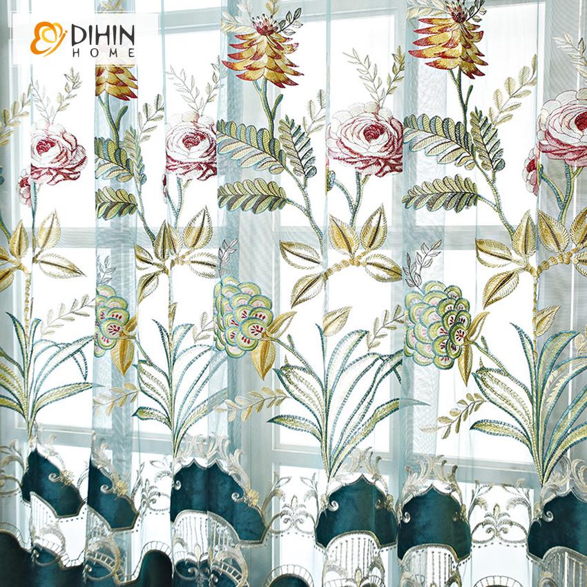DIHIN HOME European Luxury Customized Embroidered Curtain,Blackout Curtains Grommet Window Curtain for Living Room ,52x84-inch,1 Panel Roman Shades Curtains Window Blinds custom curtains blackout curtains curtains for living room sheer curtains curtain fabric linen curtains kitchen curtains velvet curtains pinch pleat curtains bay window curtains outdoor curtains pleated curtains floral curtains dining room curtains kitchen valances drapes for bedroom patio curtains nursery curtains grommet curtains