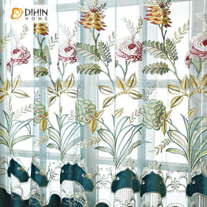DIHIN HOME European Luxury Customized Embroidered Curtain,Blackout Curtains Grommet Window Curtain for Living Room ,52x84-inch,1 Panel Roman Shades Curtains Window Blinds custom curtains blackout curtains curtains for living room sheer curtains curtain fabric linen curtains kitchen curtains velvet curtains pinch pleat curtains bay window curtains outdoor curtains pleated curtains floral curtains dining room curtains kitchen valances drapes for bedroom patio curtains nursery curtains grommet curtains