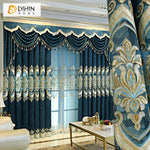 DIHIN HOME European Luxury Embroidered Blue Valance ,Blackout Curtains Grommet Window Curtain for Living Room ,52x84-inch,1 Panel Roman Shades Curtains Window Blinds custom curtains blackout curtains curtains for living room sheer curtains curtain fabric linen curtains kitchen curtains velvet curtains pinch pleat curtains bay window curtains outdoor curtains pleated curtains floral curtains dining room curtains kitchen valances drapes for bedroom patio curtains nursery curtains grommet curtains