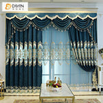 DIHIN HOME European Luxury Embroidered Blue Valance ,Blackout Curtains Grommet Window Curtain for Living Room ,52x84-inch,1 Panel Roman Shades Curtains Window Blinds custom curtains blackout curtains curtains for living room sheer curtains curtain fabric linen curtains kitchen curtains velvet curtains pinch pleat curtains bay window curtains outdoor curtains pleated curtains floral curtains dining room curtains kitchen valances drapes for bedroom patio curtains nursery curtains grommet curtains