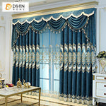 DIHIN HOME European Luxury Embroidered Blue Valance ,Blackout Curtains Grommet Window Curtain for Living Room ,52x84-inch,1 Panel Roman Shades Curtains Window Blinds custom curtains blackout curtains curtains for living room sheer curtains curtain fabric linen curtains kitchen curtains velvet curtains pinch pleat curtains bay window curtains outdoor curtains pleated curtains floral curtains dining room curtains kitchen valances drapes for bedroom patio curtains nursery curtains grommet curtains