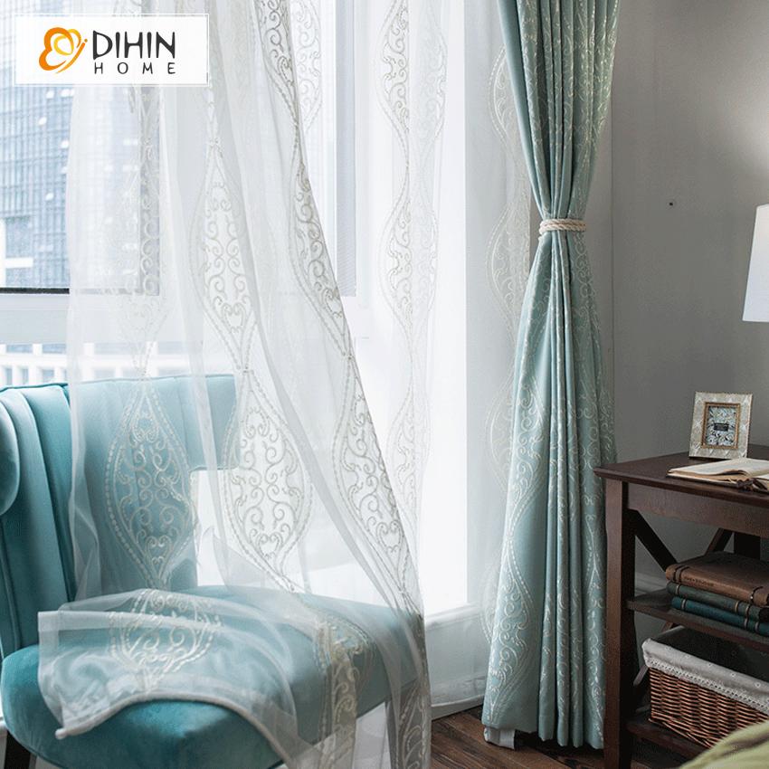 DIHIN HOME European Luxury Embroidered Curtains,Blackout Grommet Window Curtain for Living Room ,52x63-inch,1 Panel Roman Shades Curtains Window Blinds custom curtains blackout curtains curtains for living room sheer curtains curtain fabric linen curtains kitchen curtains velvet curtains pinch pleat curtains bay window curtains outdoor curtains pleated curtains floral curtains dining room curtains kitchen valances drapes for bedroom patio curtains nursery curtains grommet curtains