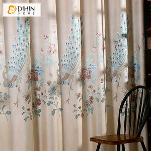 DIHIN HOME European Luxury Embroidered Peacocks,Blackout Grommet Window Curtain for Living Room ,52x63-inch,1 Panel Roman Shades Curtains Window Blinds custom curtains blackout curtains curtains for living room sheer curtains curtain fabric linen curtains kitchen curtains velvet curtains pinch pleat curtains bay window curtains outdoor curtains pleated curtains floral curtains dining room curtains kitchen valances drapes for bedroom patio curtains nursery curtains grommet curtains