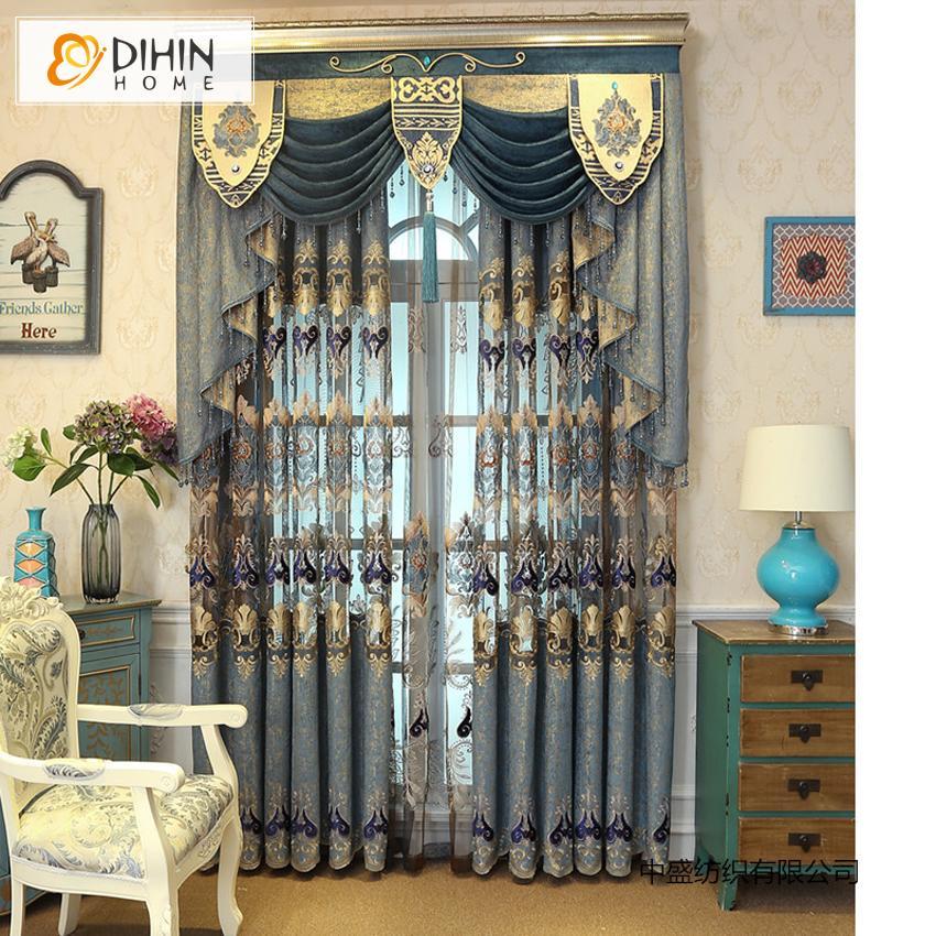 DIHIN HOME European Luxury Embroidered Valance,Blackout Curtains Grommet Window Curtain for Living Room ,52x84-inch,1 Panel Roman Shades Curtains Window Blinds custom curtains blackout curtains curtains for living room sheer curtains curtain fabric linen curtains kitchen curtains velvet curtains pinch pleat curtains bay window curtains outdoor curtains pleated curtains floral curtains dining room curtains kitchen valances drapes for bedroom patio curtains nursery curtains grommet curtains