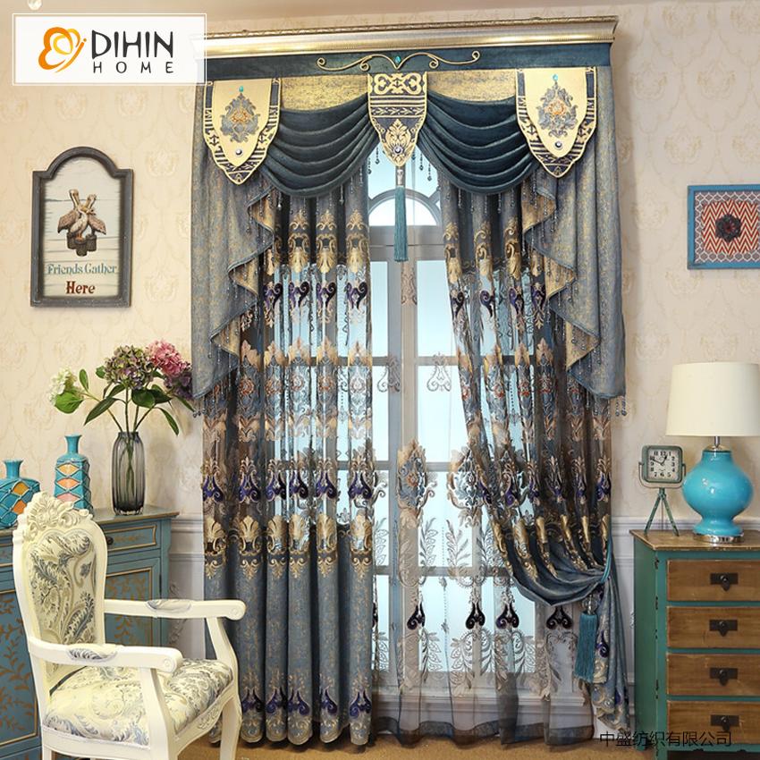 DIHIN HOME European Luxury Embroidered Valance,Blackout Curtains Grommet Window Curtain for Living Room ,52x84-inch,1 Panel Roman Shades Curtains Window Blinds custom curtains blackout curtains curtains for living room sheer curtains curtain fabric linen curtains kitchen curtains velvet curtains pinch pleat curtains bay window curtains outdoor curtains pleated curtains floral curtains dining room curtains kitchen valances drapes for bedroom patio curtains nursery curtains grommet curtains
