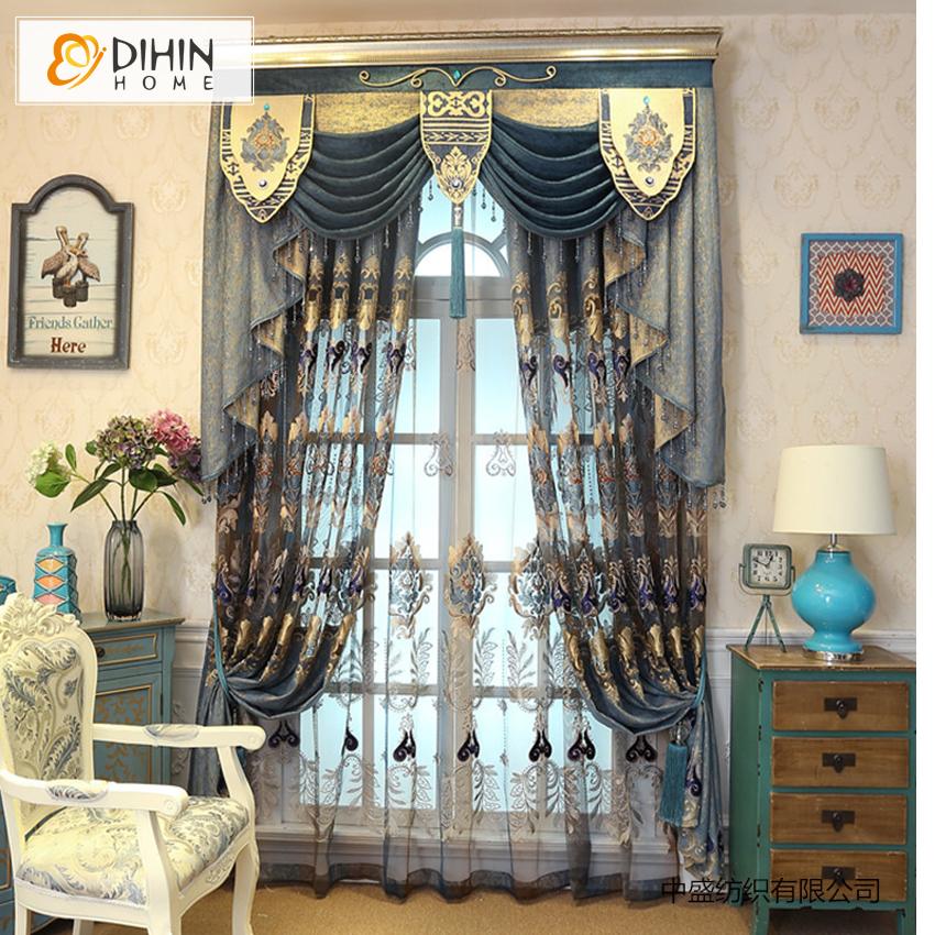 DIHIN HOME European Luxury Embroidered Valance,Blackout Curtains Grommet Window Curtain for Living Room ,52x84-inch,1 Panel Roman Shades Curtains Window Blinds custom curtains blackout curtains curtains for living room sheer curtains curtain fabric linen curtains kitchen curtains velvet curtains pinch pleat curtains bay window curtains outdoor curtains pleated curtains floral curtains dining room curtains kitchen valances drapes for bedroom patio curtains nursery curtains grommet curtains