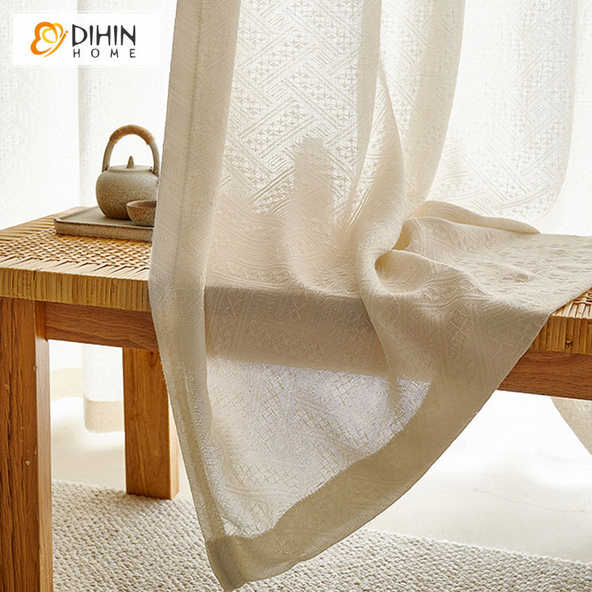 DIHIN HOME European Luxury Geometric Jacquard,Grommet Window Sheer Curtain for Living Room ,52x63-inch,1 Panel Roman Shades Curtains Window Blinds custom curtains blackout curtains curtains for living room sheer curtains curtain fabric linen curtains kitchen curtains velvet curtains pinch pleat curtains bay window curtains outdoor curtains pleated curtains floral curtains dining room curtains kitchen valances drapes for bedroom patio curtains nursery curtains grommet curtains