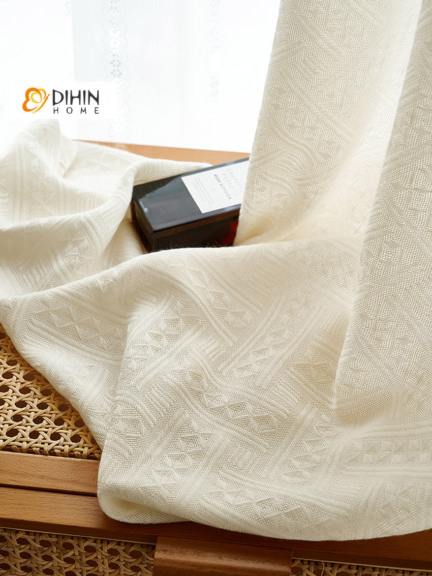 DIHIN HOME European Luxury Geometric Jacquard,Grommet Window Sheer Curtain for Living Room ,52x63-inch,1 Panel Roman Shades Curtains Window Blinds custom curtains blackout curtains curtains for living room sheer curtains curtain fabric linen curtains kitchen curtains velvet curtains pinch pleat curtains bay window curtains outdoor curtains pleated curtains floral curtains dining room curtains kitchen valances drapes for bedroom patio curtains nursery curtains grommet curtains