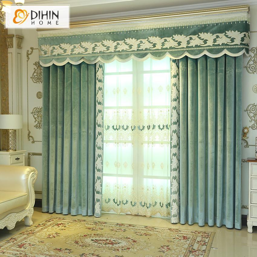 DIHIN HOME European Luxury Green Embroidered Valance,Blackout Curtains Grommet Window Curtain for Living Room ,52x84-inch,1 Panel Roman Shades Curtains Window Blinds custom curtains blackout curtains curtains for living room sheer curtains curtain fabric linen curtains kitchen curtains velvet curtains pinch pleat curtains bay window curtains outdoor curtains pleated curtains floral curtains dining room curtains kitchen valances drapes for bedroom patio curtains nursery curtains grommet curtains
