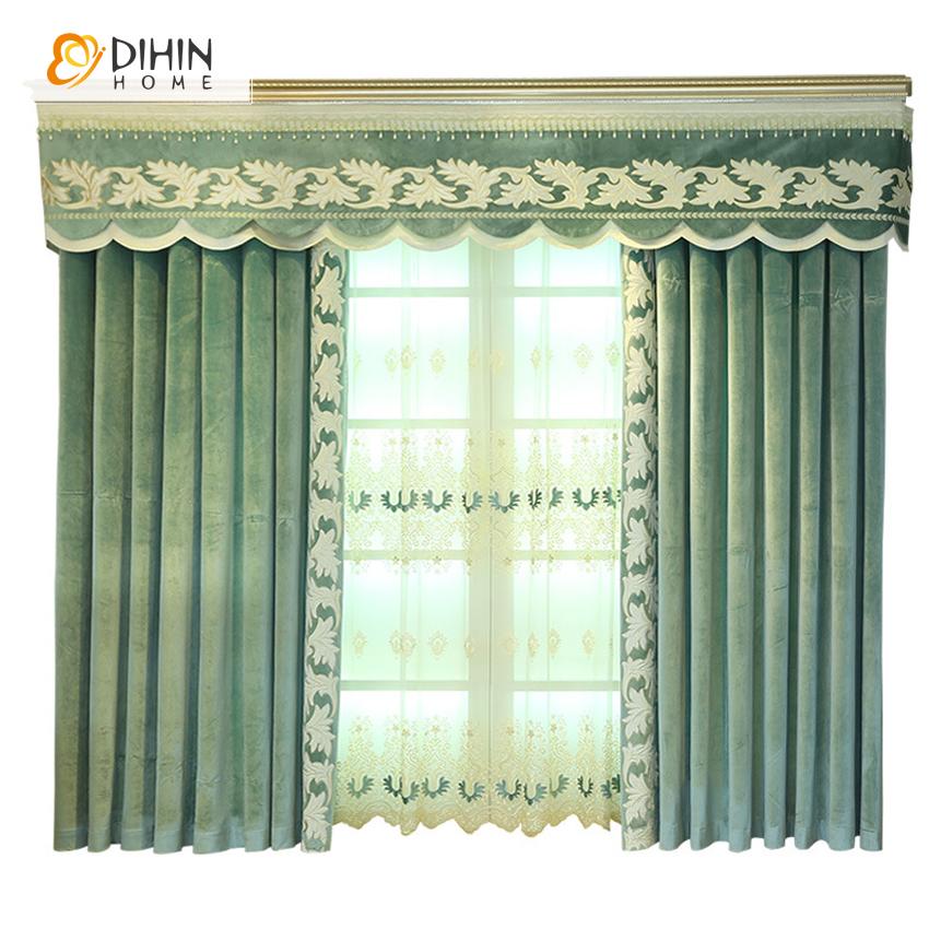 DIHIN HOME European Luxury Green Embroidered Valance,Blackout Curtains Grommet Window Curtain for Living Room ,52x84-inch,1 Panel Roman Shades Curtains Window Blinds custom curtains blackout curtains curtains for living room sheer curtains curtain fabric linen curtains kitchen curtains velvet curtains pinch pleat curtains bay window curtains outdoor curtains pleated curtains floral curtains dining room curtains kitchen valances drapes for bedroom patio curtains nursery curtains grommet curtains