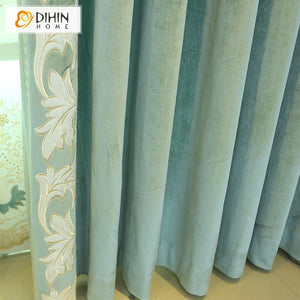 DIHIN HOME European Luxury Green Embroidered Valance,Blackout Curtains Grommet Window Curtain for Living Room ,52x84-inch,1 Panel Roman Shades Curtains Window Blinds custom curtains blackout curtains curtains for living room sheer curtains curtain fabric linen curtains kitchen curtains velvet curtains pinch pleat curtains bay window curtains outdoor curtains pleated curtains floral curtains dining room curtains kitchen valances drapes for bedroom patio curtains nursery curtains grommet curtains
