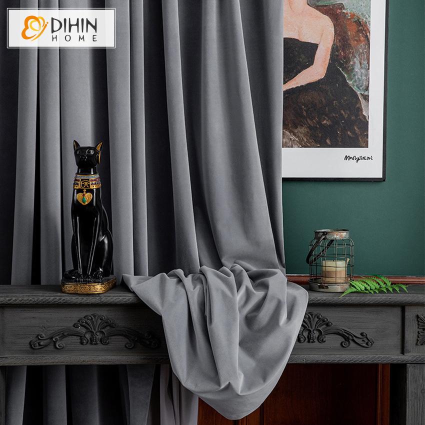 DIHIN HOME European Luxury Grey Color Velvet Cloth,Blackout Grommet Window Curtain for Living Room ,52x63-inch,1 Panel Roman Shades Curtains Window Blinds custom curtains blackout curtains curtains for living room sheer curtains curtain fabric linen curtains kitchen curtains velvet curtains pinch pleat curtains bay window curtains outdoor curtains pleated curtains floral curtains dining room curtains kitchen valances drapes for bedroom patio curtains nursery curtains grommet curtains