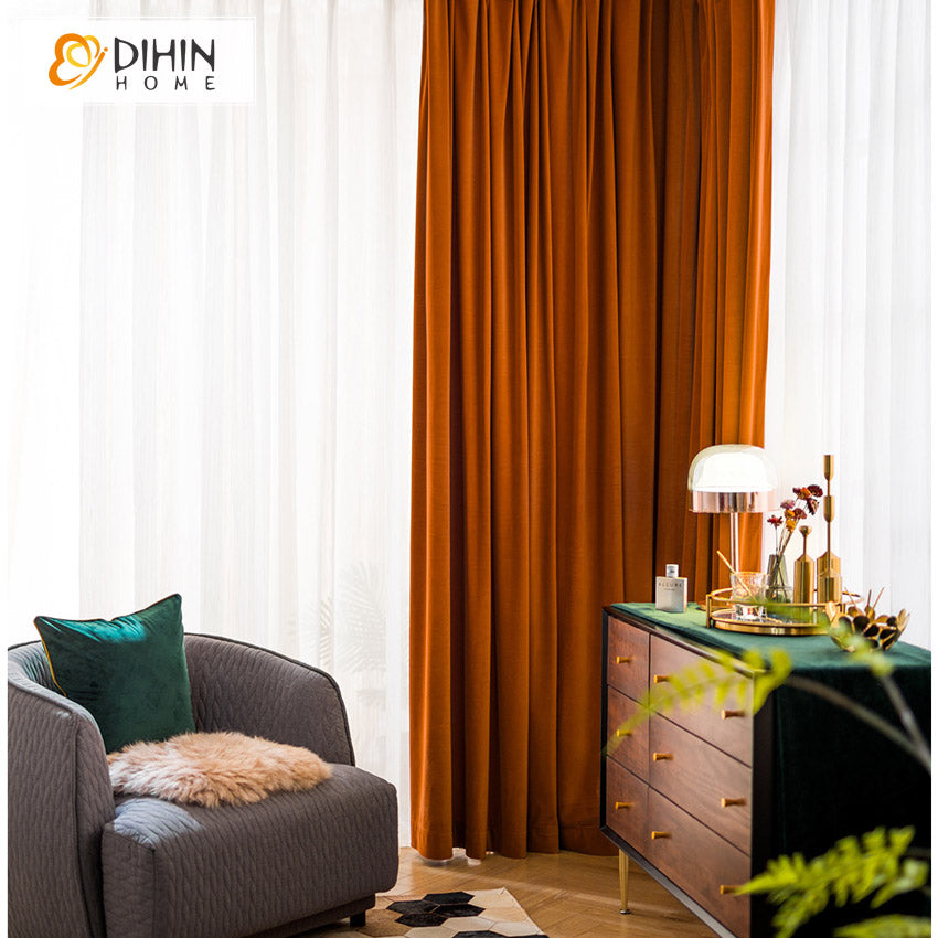 DIHIN HOME European Luxury Hermes Orange Color Velvet Fabric,Blackout Curtains Grommet Window Curtain for Living Room,52x63-inch,1 Panel Roman Shades Curtains Window Blinds custom curtains blackout curtains curtains for living room sheer curtains curtain fabric linen curtains kitchen curtains velvet curtains pinch pleat curtains bay window curtains outdoor curtains pleated curtains floral curtains dining room curtains kitchen valances drapes for bedroom patio curtains nursery curtains grommet curtains