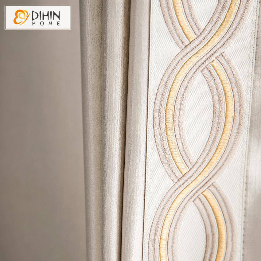 DIHIN HOME European Luxury Imitation Silk Pearl Shell Color Farbic Embroidered Valance,Blackout Curtains Grommet Window Curtain for Living Room ,52x84-inch,1 Panel Roman Shades Window Curtains Curtains Window Blinds Curtains Drapes linen drapery curtains and drapes windows drapes custom curtains blackout curtains curtains for living room window shades sheer curtains curtain fabric window treatments custom drapery