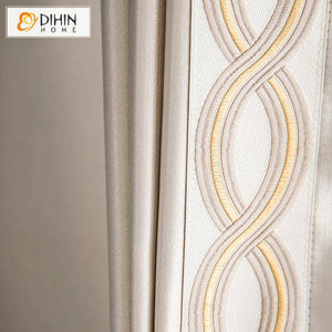 DIHIN HOME European Luxury Imitation Silk Pearl Shell Color Farbic Embroidered Valance,Blackout Curtains Grommet Window Curtain for Living Room ,52x84-inch,1 Panel Roman Shades Window Curtains Curtains Window Blinds Curtains Drapes linen drapery curtains and drapes windows drapes custom curtains blackout curtains curtains for living room window shades sheer curtains curtain fabric window treatments custom drapery