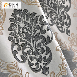 DIHIN HOME European Luxury Jacquard,Blackout Grommet Window Curtain for Living Room ,52x63-inch,1 Panel Roman Shades Curtains Window Blinds custom curtains blackout curtains curtains for living room sheer curtains curtain fabric linen curtains kitchen curtains velvet curtains pinch pleat curtains bay window curtains outdoor curtains pleated curtains floral curtains dining room curtains kitchen valances drapes for bedroom patio curtains nursery curtains grommet curtains