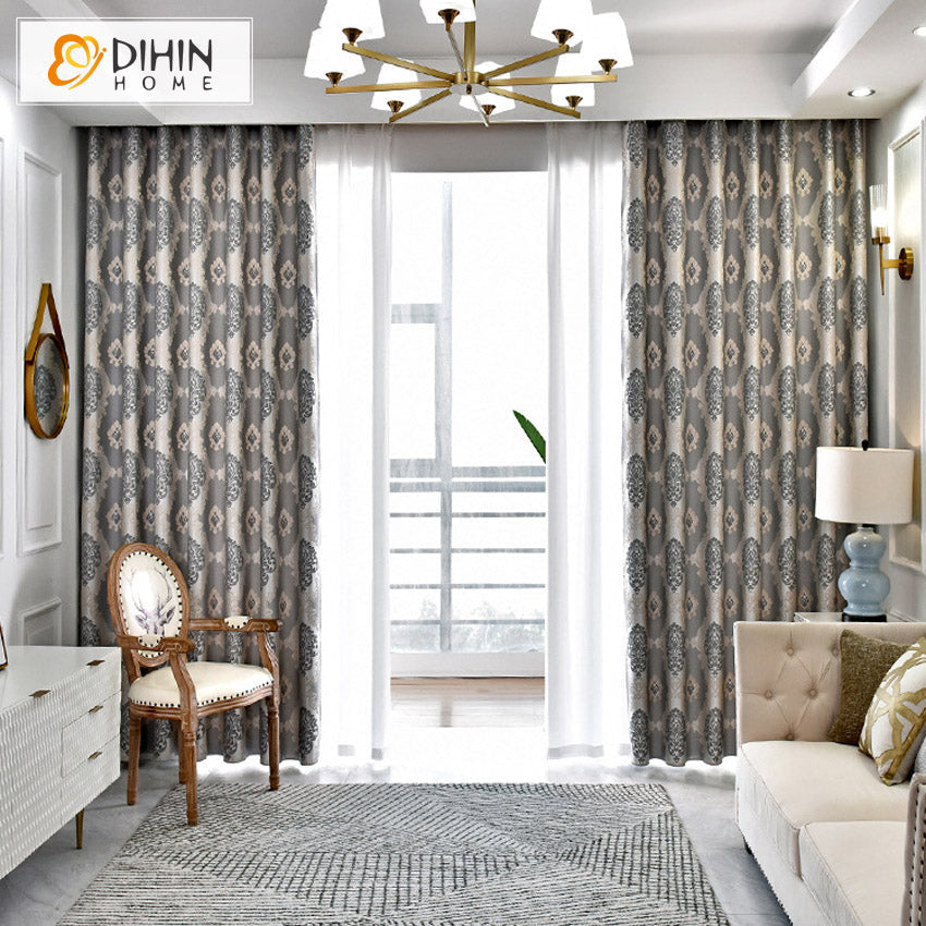 DIHIN HOME European Luxury Jacquard,Blackout Grommet Window Curtain for Living Room ,52x63-inch,1 Panel Roman Shades Curtains Window Blinds custom curtains blackout curtains curtains for living room sheer curtains curtain fabric linen curtains kitchen curtains velvet curtains pinch pleat curtains bay window curtains outdoor curtains pleated curtains floral curtains dining room curtains kitchen valances drapes for bedroom patio curtains nursery curtains grommet curtains