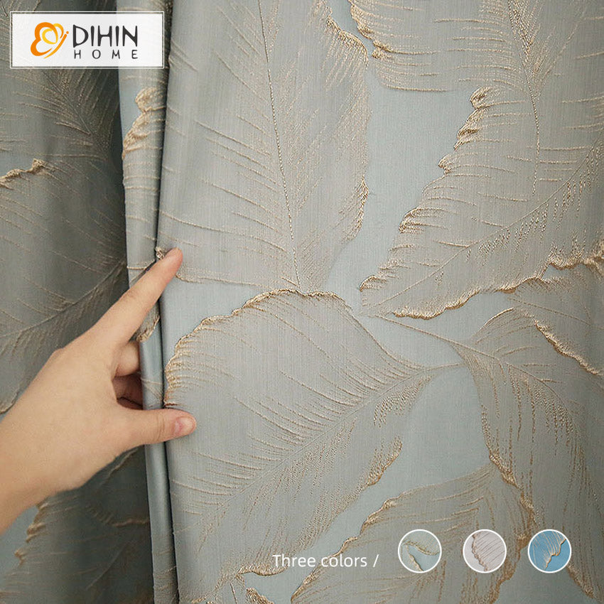 DIHIN HOME European Luxury Leaves Jacquard,Blackout Grommet Window Curtain for Living Room ,52x63-inch,1 Panel Roman Shades Curtains Window Blinds custom curtains blackout curtains curtains for living room sheer curtains curtain fabric linen curtains kitchen curtains velvet curtains pinch pleat curtains bay window curtains outdoor curtains pleated curtains floral curtains dining room curtains kitchen valances drapes for bedroom patio curtains nursery curtains grommet curtains