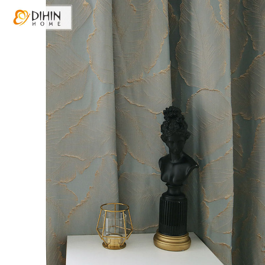 DIHIN HOME European Luxury Leaves Jacquard,Blackout Grommet Window Curtain for Living Room ,52x63-inch,1 Panel Roman Shades Curtains Window Blinds custom curtains blackout curtains curtains for living room sheer curtains curtain fabric linen curtains kitchen curtains velvet curtains pinch pleat curtains bay window curtains outdoor curtains pleated curtains floral curtains dining room curtains kitchen valances drapes for bedroom patio curtains nursery curtains grommet curtains