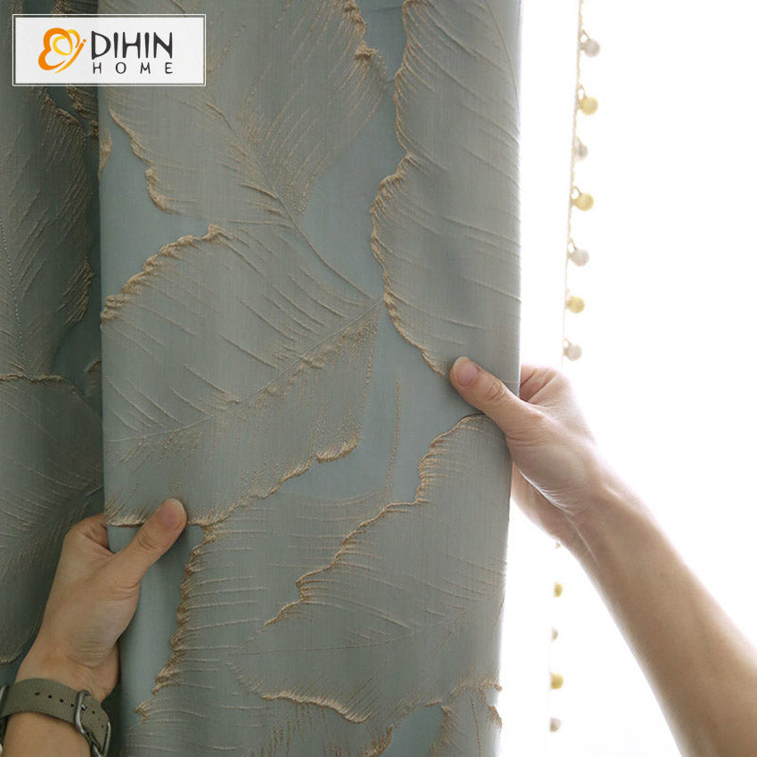 DIHIN HOME European Luxury Leaves Jacquard,Blackout Grommet Window Curtain for Living Room ,52x63-inch,1 Panel Roman Shades Curtains Window Blinds custom curtains blackout curtains curtains for living room sheer curtains curtain fabric linen curtains kitchen curtains velvet curtains pinch pleat curtains bay window curtains outdoor curtains pleated curtains floral curtains dining room curtains kitchen valances drapes for bedroom patio curtains nursery curtains grommet curtains