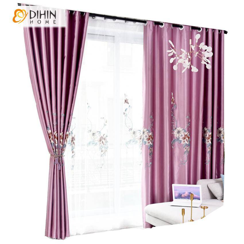 DIHIN HOME European Luxury Purple Color Embroidered,Blackout Curtains Grommet Window Curtain for Living Room ,52x84-inch,1 Panel Roman Shades Curtains Window Blinds custom curtains blackout curtains curtains for living room sheer curtains curtain fabric linen curtains kitchen curtains velvet curtains pinch pleat curtains bay window curtains outdoor curtains pleated curtains floral curtains dining room curtains kitchen valances drapes for bedroom patio curtains nursery curtains grommet curtains