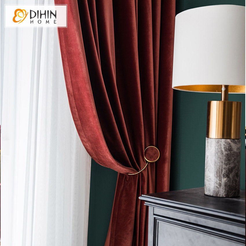 DIHIN HOME European Luxury Red Color Velvet Fabric,Blackout Curtains Grommet Window Curtain for Living Room,52x63-inch,1 Panel Roman Shades Curtains Window Blinds custom curtains blackout curtains curtains for living room sheer curtains curtain fabric linen curtains kitchen curtains velvet curtains pinch pleat curtains bay window curtains outdoor curtains pleated curtains floral curtains dining room curtains kitchen valances drapes for bedroom patio curtains nursery curtains grommet curtains