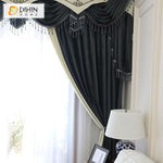 DIHIN HOME European Luxury Solid Black Decoration Embroidered Valance ,Blackout Curtains Grommet Window Curtain for Living Room ,52x84-inch,1 Panel Roman Shades Window Curtains Curtains Window Blinds Curtains Drapes linen drapery curtains and drapes windows drapes custom curtains blackout curtains curtains for living room window shades sheer curtains curtain fabric window treatments custom drapery