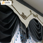 DIHIN HOME European Luxury Solid Black Decoration Embroidered Valance ,Blackout Curtains Grommet Window Curtain for Living Room ,52x84-inch,1 Panel Roman Shades Window Curtains Curtains Window Blinds Curtains Drapes linen drapery curtains and drapes windows drapes custom curtains blackout curtains curtains for living room window shades sheer curtains curtain fabric window treatments custom drapery