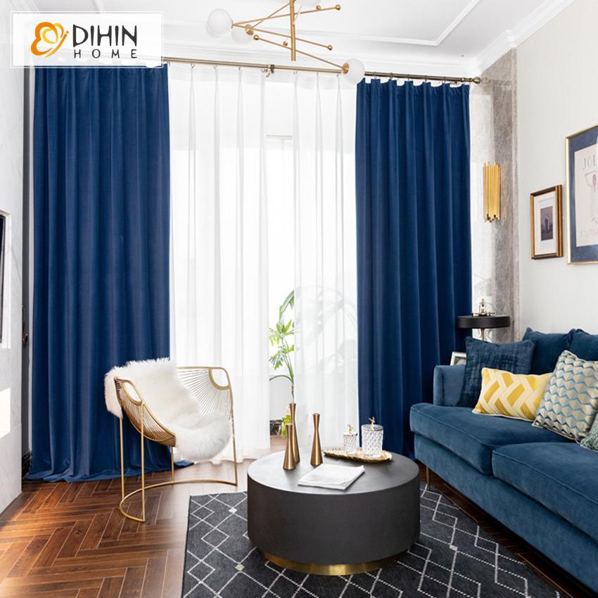 DIHIN HOME European Luxury Velvet Sapphire Blue Curtains,Blackout Grommet Window Curtain for Living Room ,52x63-inch,1 Panel Roman Shades Curtains Window Blinds custom curtains blackout curtains curtains for living room sheer curtains curtain fabric linen curtains kitchen curtains velvet curtains pinch pleat curtains bay window curtains outdoor curtains pleated curtains floral curtains dining room curtains kitchen valances drapes for bedroom patio curtains nursery curtains grommet curtains