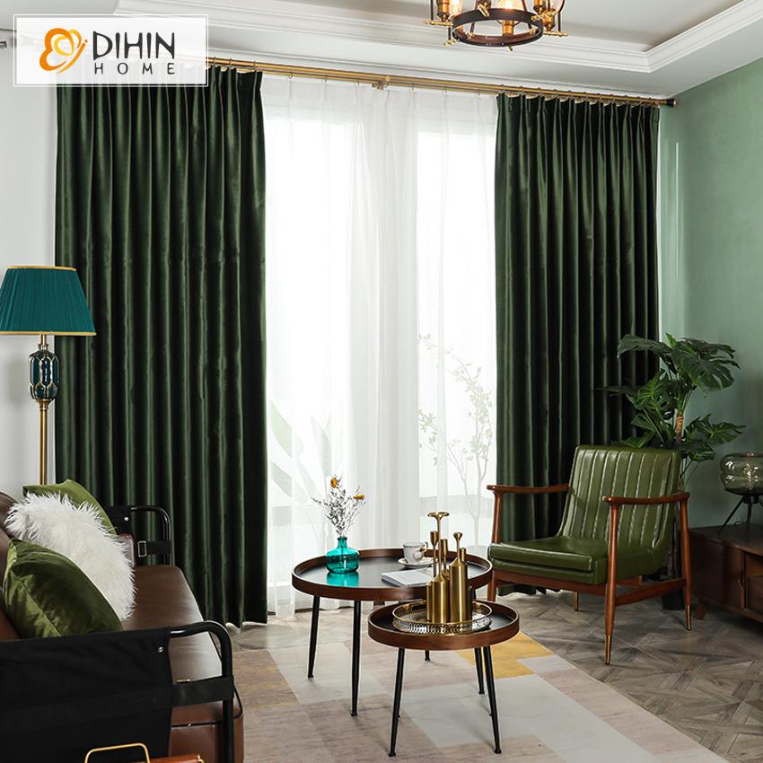 DIHIN HOME European Luxury Velvet Vintage Dark Green Curtains,Blackout Grommet Window Curtain for Living Room ,52x63-inch,1 Panel Roman Shades Curtains Window Blinds custom curtains blackout curtains curtains for living room sheer curtains curtain fabric linen curtains kitchen curtains velvet curtains pinch pleat curtains bay window curtains outdoor curtains pleated curtains floral curtains dining room curtains kitchen valances drapes for bedroom patio curtains nursery curtains grommet curtains