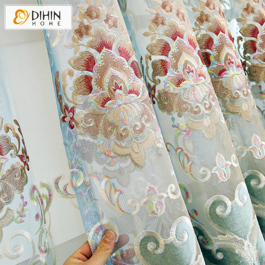 DIHIN HOME European New Embroidered Customized Luxury Valance ,Blackout Curtains Grommet Window Curtain for Living Room ,52x84-inch,1 Panel Roman Shades Curtains Window Blinds custom curtains blackout curtains curtains for living room sheer curtains curtain fabric linen curtains kitchen curtains velvet curtains pinch pleat curtains bay window curtains outdoor curtains pleated curtains floral curtains dining room curtains kitchen valances drapes for bedroom patio curtains nursery curtains grommet curtains